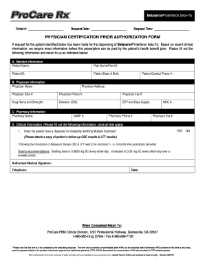 Physician Certification Prior Authorization Form