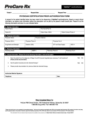 Physician Certification Prior Authorization Form