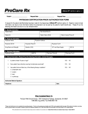 Physician Certification Prior Authorization Form