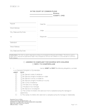 ANSWER PACKET IN A DIVORCE WITH CHILDREN - seolsorg