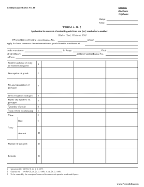 Application for Removal of Excisable Goods