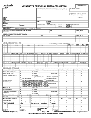 Minnesota Personal Auto Insurance Application