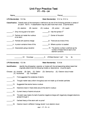 Unit Four Practice Test