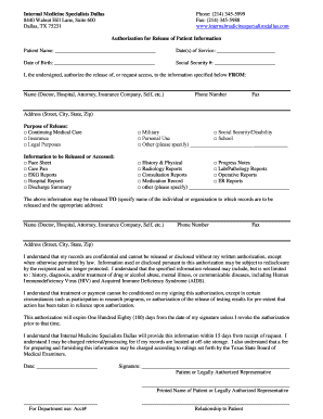 Authorization for Release of Patient Information