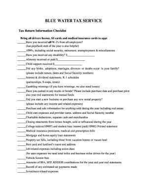US Tax Return Information Checklist