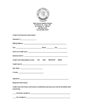 Kane County Medical Society Credit Card Payment Form