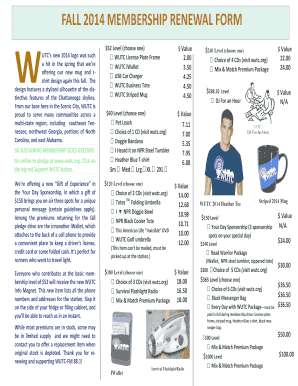 WUTC Fall 2014 Membership Renewal Form