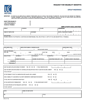 Request for Disability Benefits