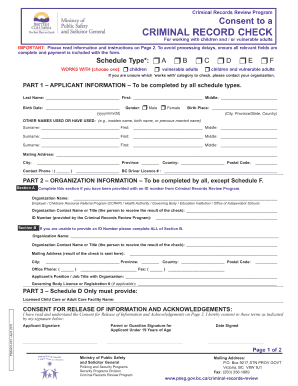 Criminal Record Check Consent Form