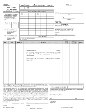 Oklahoma Notarized Claim Form