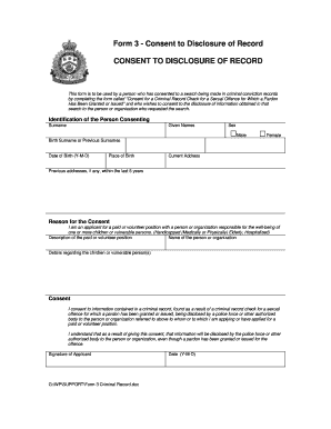 Consent to Disclosure of Record Form