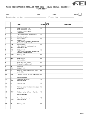 Equestrian Dressage Test Grade III