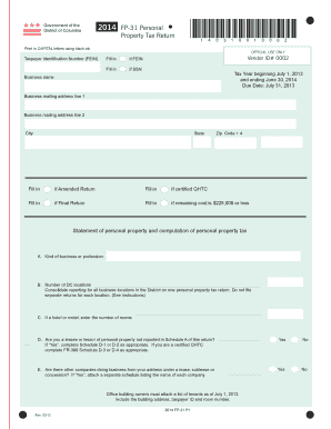 District of Columbia Personal Property Tax Return