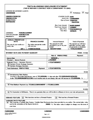 Truth-In-Lending Disclosure Statement