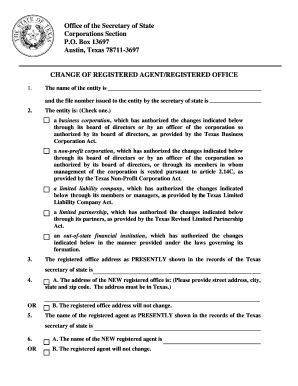 Texas Change of Registered Agent Form