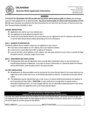 Oklahoma Absentee Ballot Application