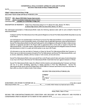 Conditional Final Payment Affidavit and Lien Waiver