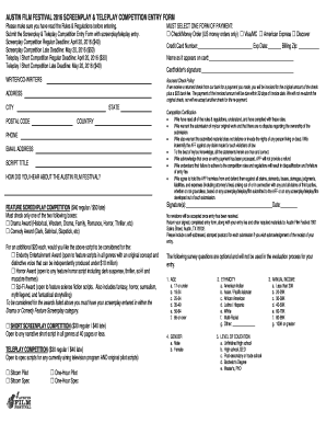 Austin Film Festival Screenplay & Teleplay Competition Entry Form