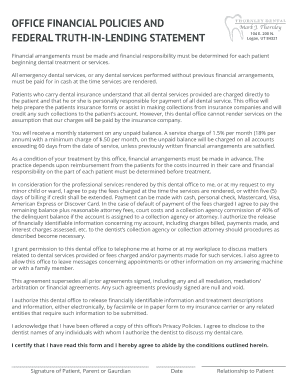 Dental Office Financial Policy Agreement