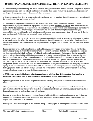 Dental Office Financial Policy Agreement