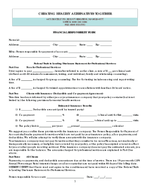 Financial Responsibility Form for Mental Health Services