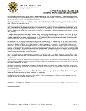 Dental Office Financial Policy Agreement