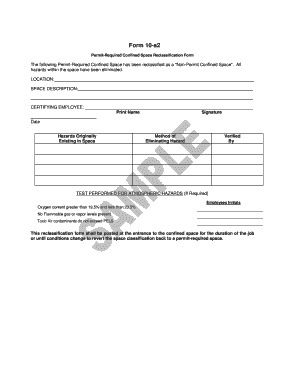 Permit-Required Confined Space Reclassification Form