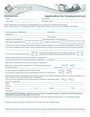 Confidential Application for Employment
