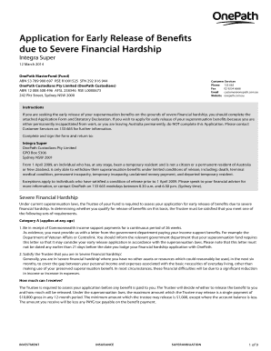 Application for Early Release of Superannuation Benefits