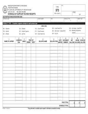 Missouri Supplier Tax-Paid Receipts Schedule