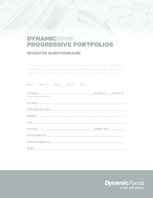 DynamicEdge Progressive Portfolio Investor Questionnaire
