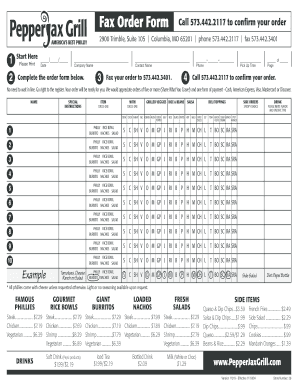 Fax Order Form