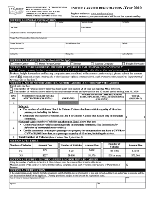 Missouri Unified Carrier Registration Form