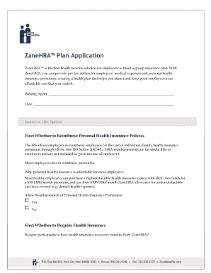 ZaneHRA Plan Application Form