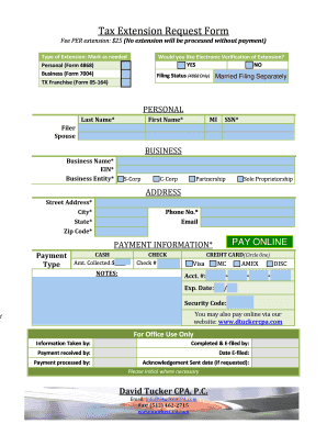 Texas Tax Extension Request Form