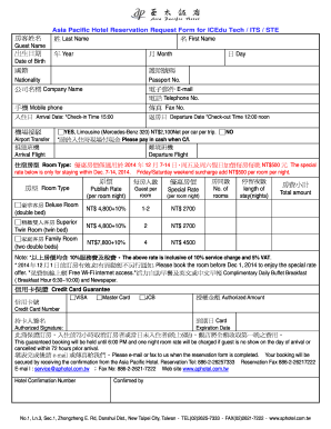 Asia Pacific Hotel Reservation Request Form