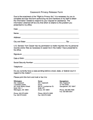 Casework Privacy Release Form