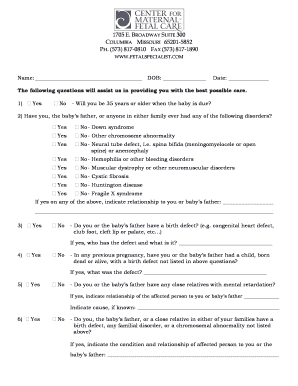 Prenatal Genetic Screening Form