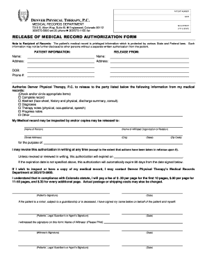Medical Record Release Authorization Form