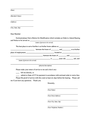 Motion for Modification Service Letter