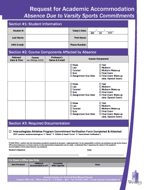 Request for Academic Accommodation for Varsity Sports
