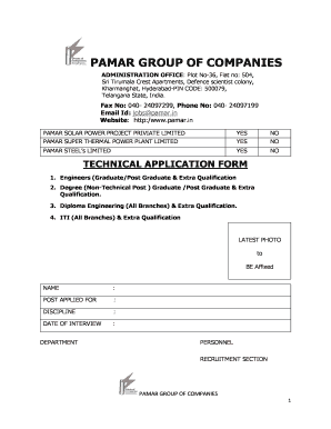Technical Application Form