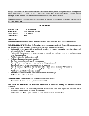 Social Services Aide Job Description