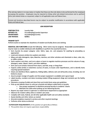 Laundry Aide Job Description