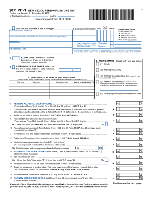 New Mexico Personal Income Tax Form 2011