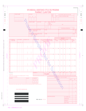 NYS Medical Assistance Pharmacy Claim Form