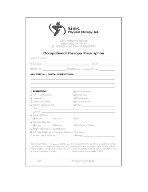 Occupational Therapy Prescription Form