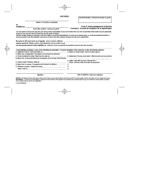 Ontario Acknowledgement of Service Form