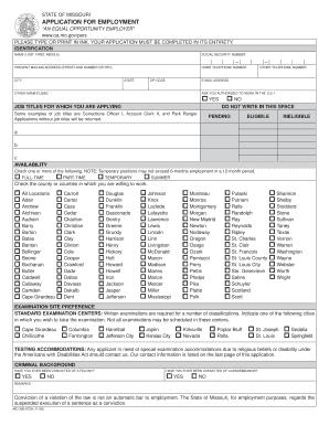 Missouri State Employment Application