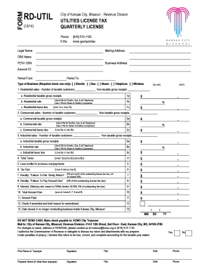 Kansas City Utility License Tax Form